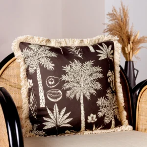Colonial Palm Fringed Cushion Espresso