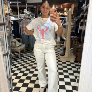 Embroidered Pocket White Jeans