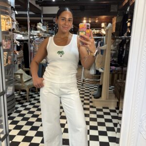 Embroidery Anglaise Trim Jeans