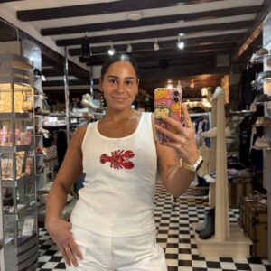 Ribbed Vest Top with Sequin Lobster