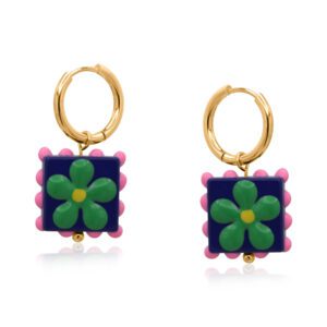 Santa Fe Square Floral Charm Earrings