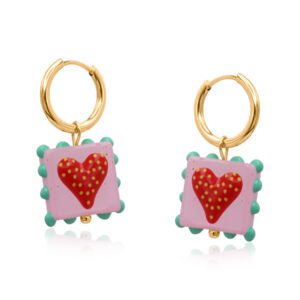 Santa Fe Heart Square Charm Earrings