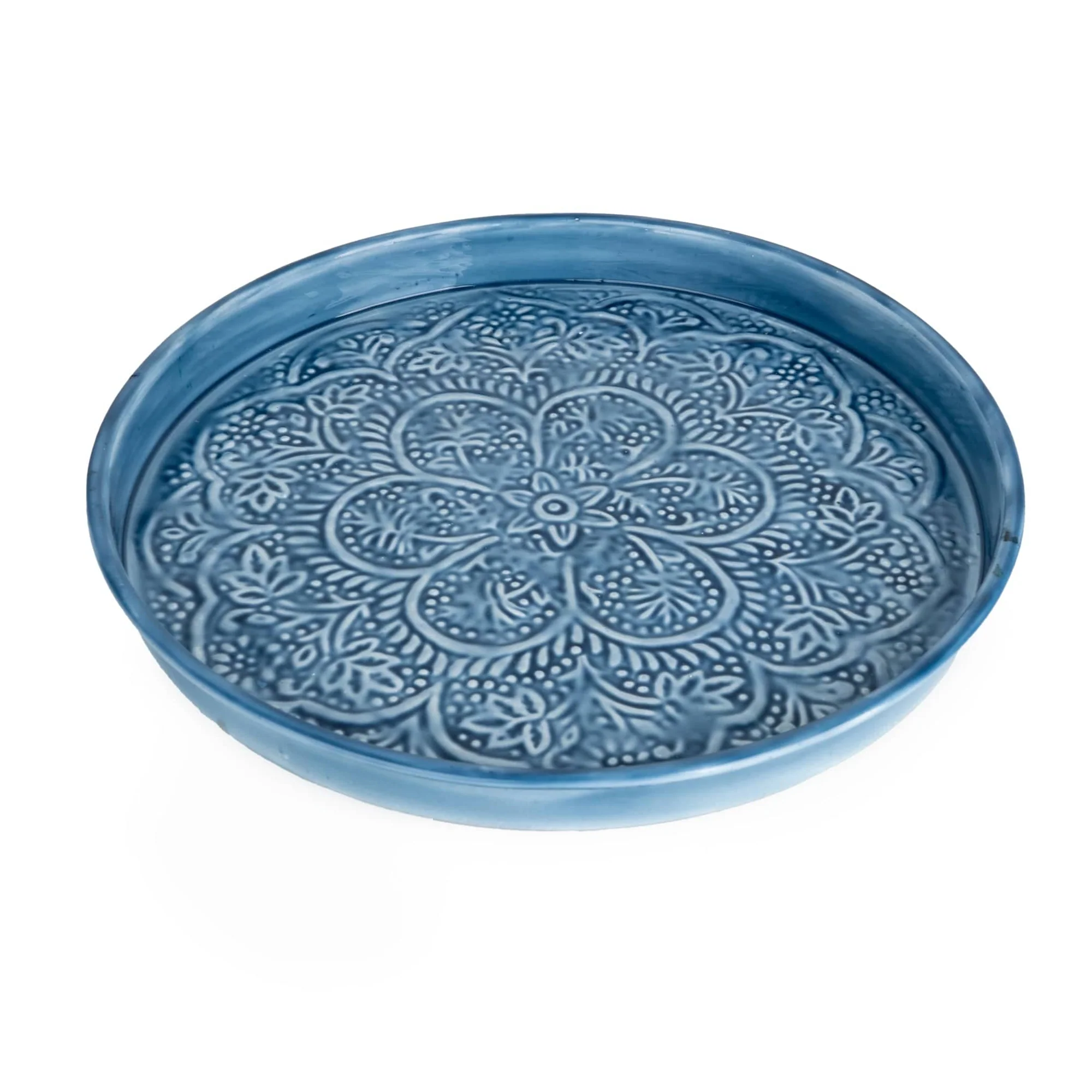 32cm Round Metal embossed enamel Tray