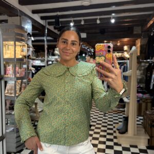 Green Ditsy Floral Dolly Collar Blouse