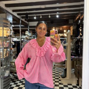 Cheesecloth Stripe Frill Top in 2 Colours