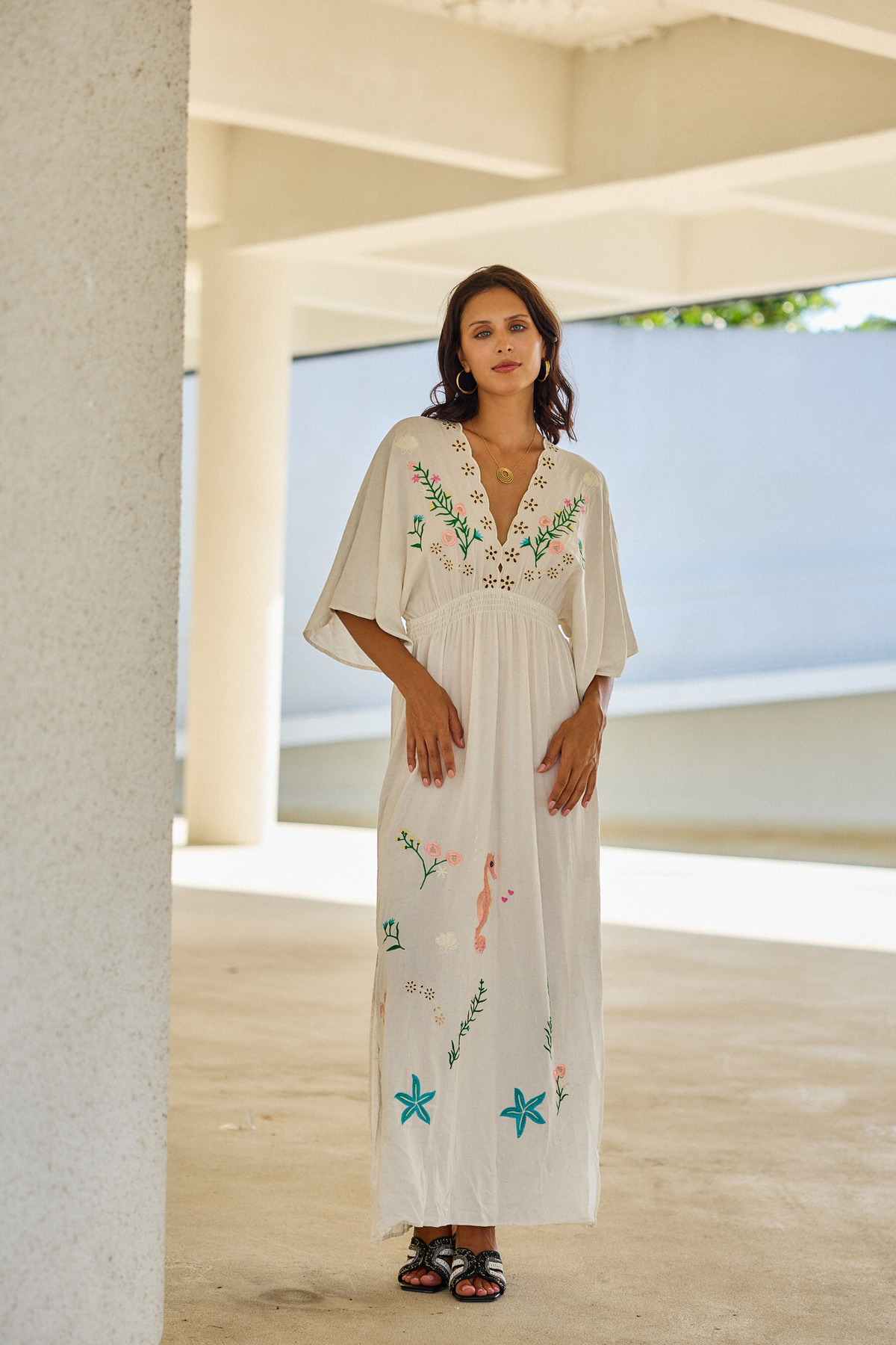 White Embroidered Maxi Dress