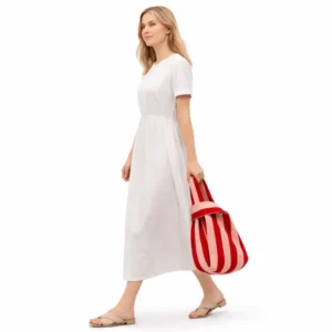 Pink and Red Stripe Knitted Bag