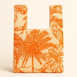 Orange Palm Knitted Bag