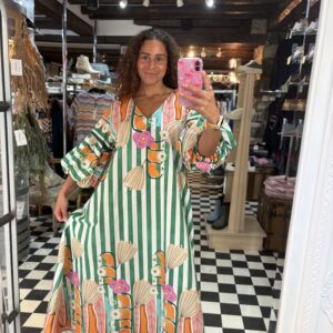 Puff sleeve pattern maxi in two colours
