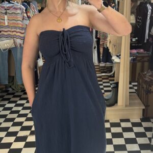 Navy Cheesecloth Maxi Dress