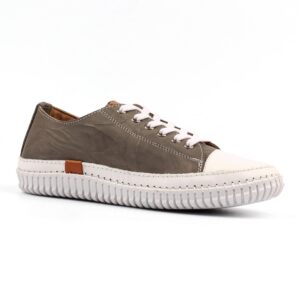 Lunar Truffle II Grey Leather Plimsoll