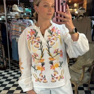 Floral Embroidered White Blouse