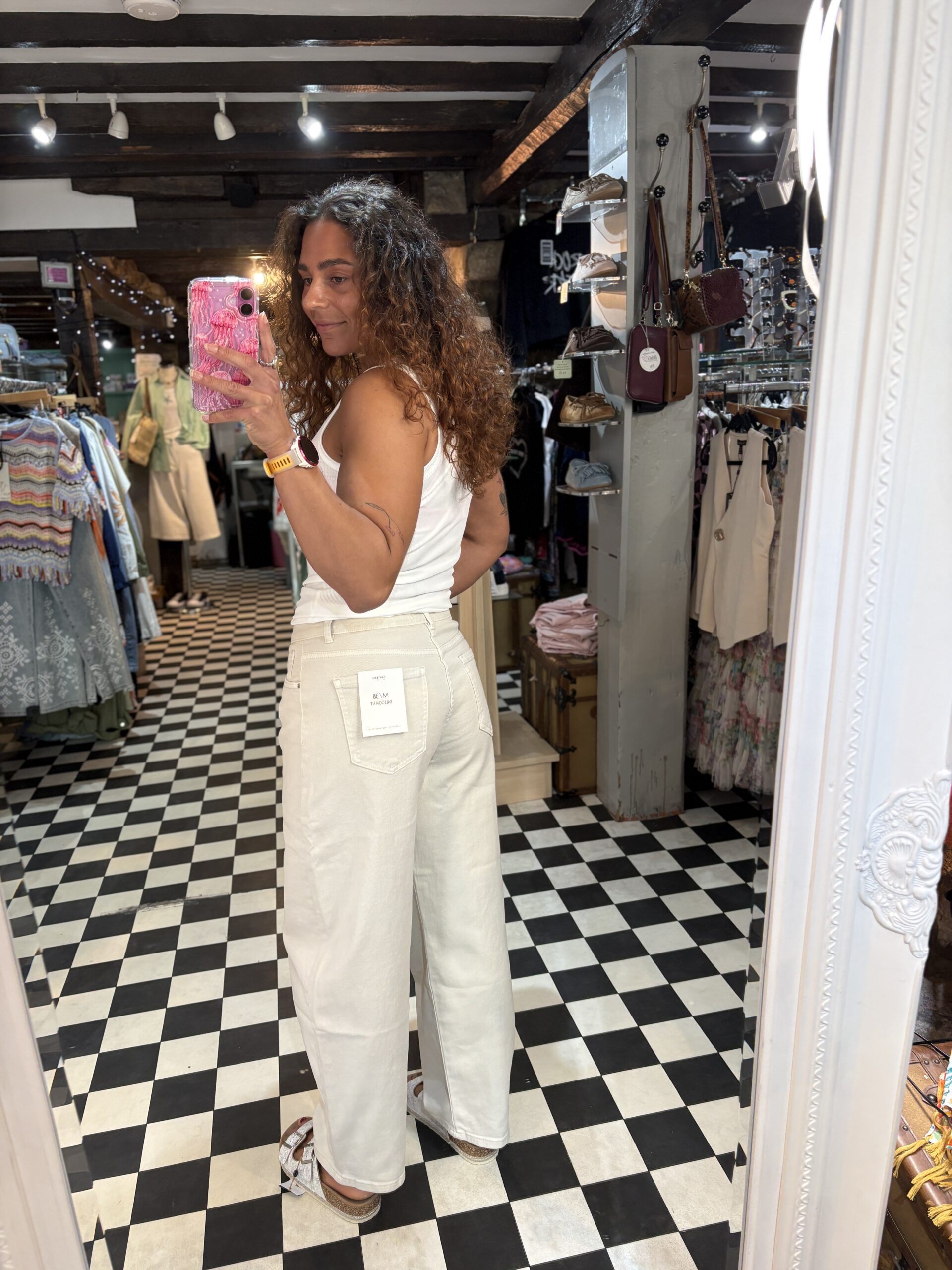 Cream Barrel Jeans