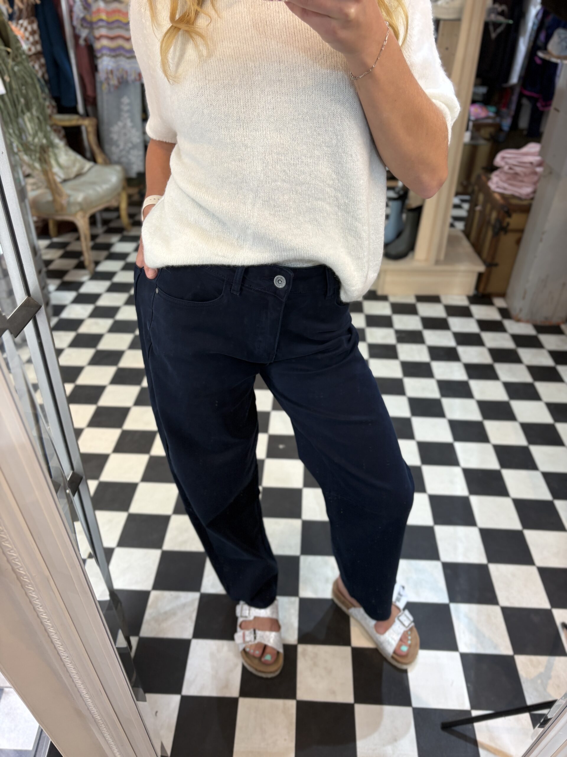 Navy Barrel Jeans