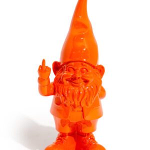 small bright orange naughty gnome