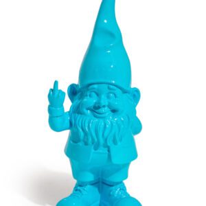 small bright blue naughty gnome
