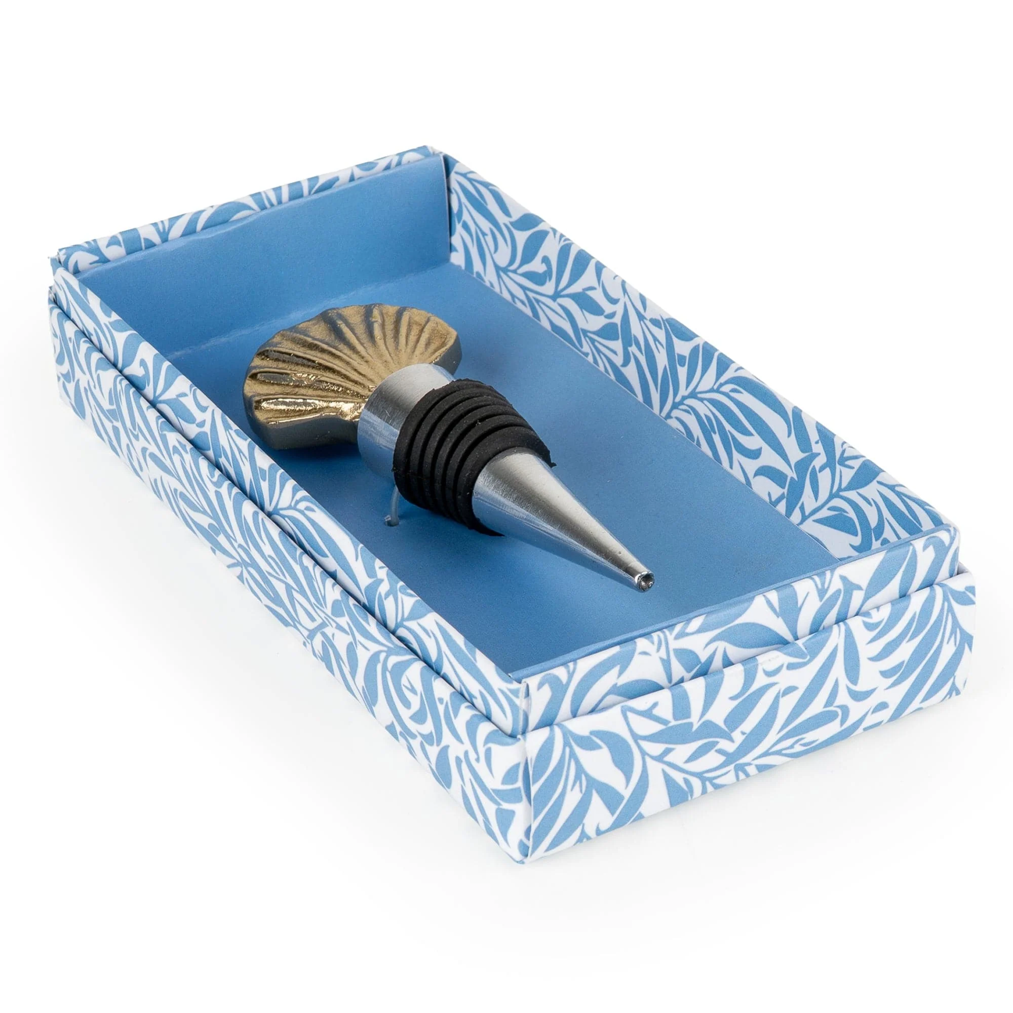 Jeff Banks Shell Bottle Stopper - Leafy Trellis Blue