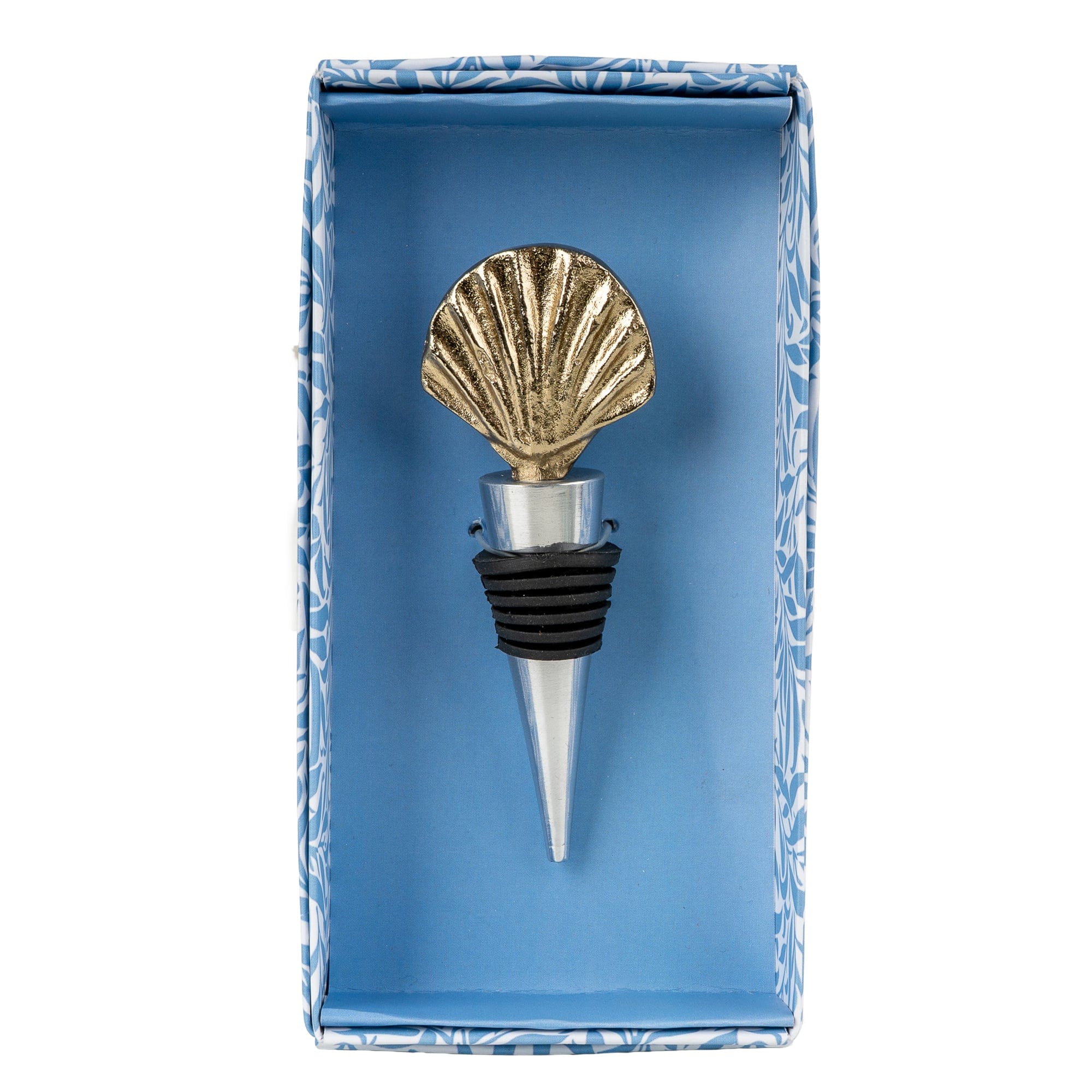Jeff Banks Shell Bottle Stopper - Leafy Trellis Blue