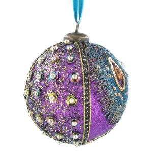 Sequin Bauble 10cm - Purple Sparkle/Braid