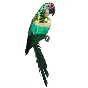Sequin Orn 64cm - Green Parrot
