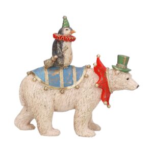 Resin Orn, 15cm - Circus Bear w Penguin