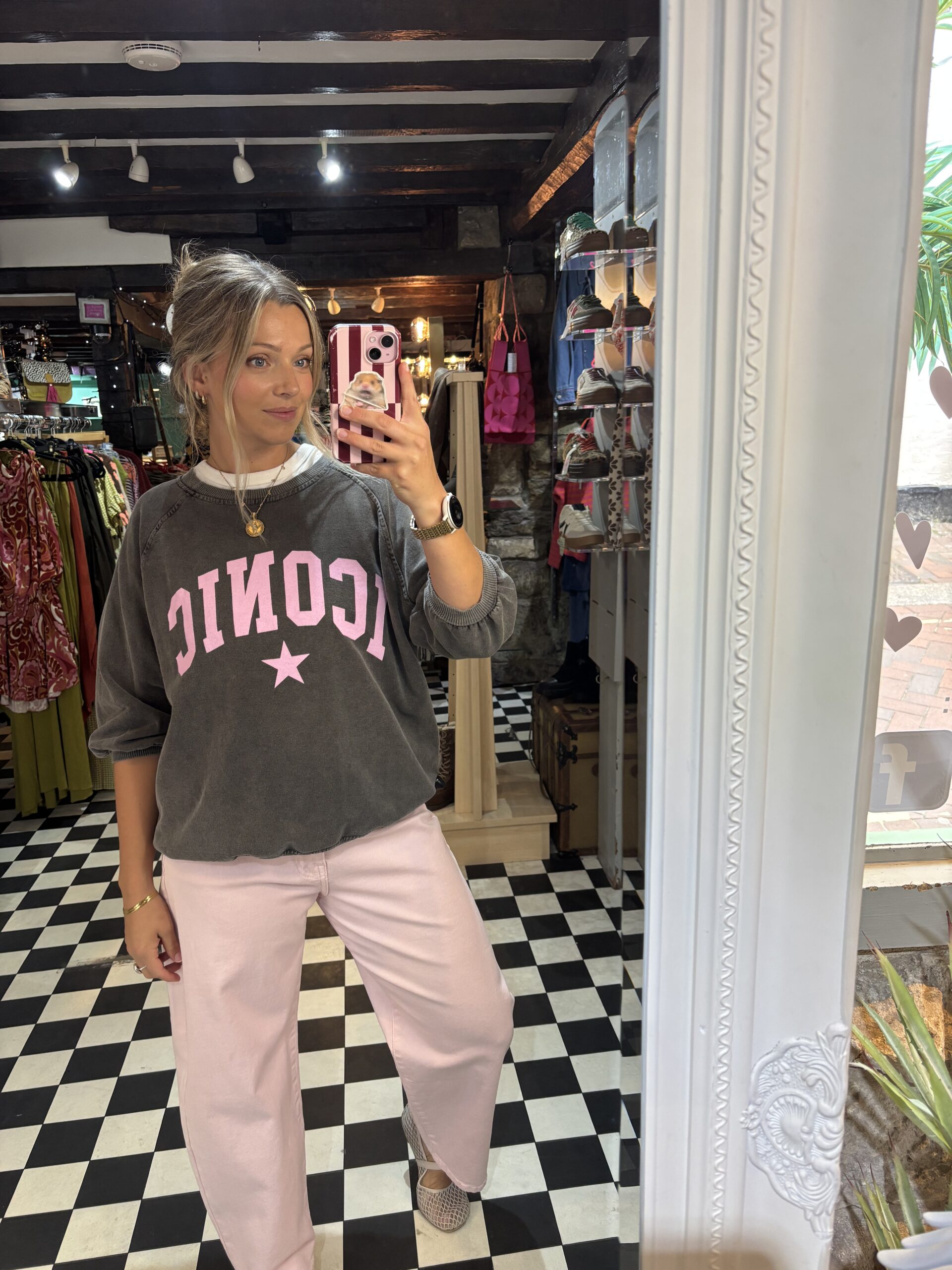 Grey & Pink Iconic jumper