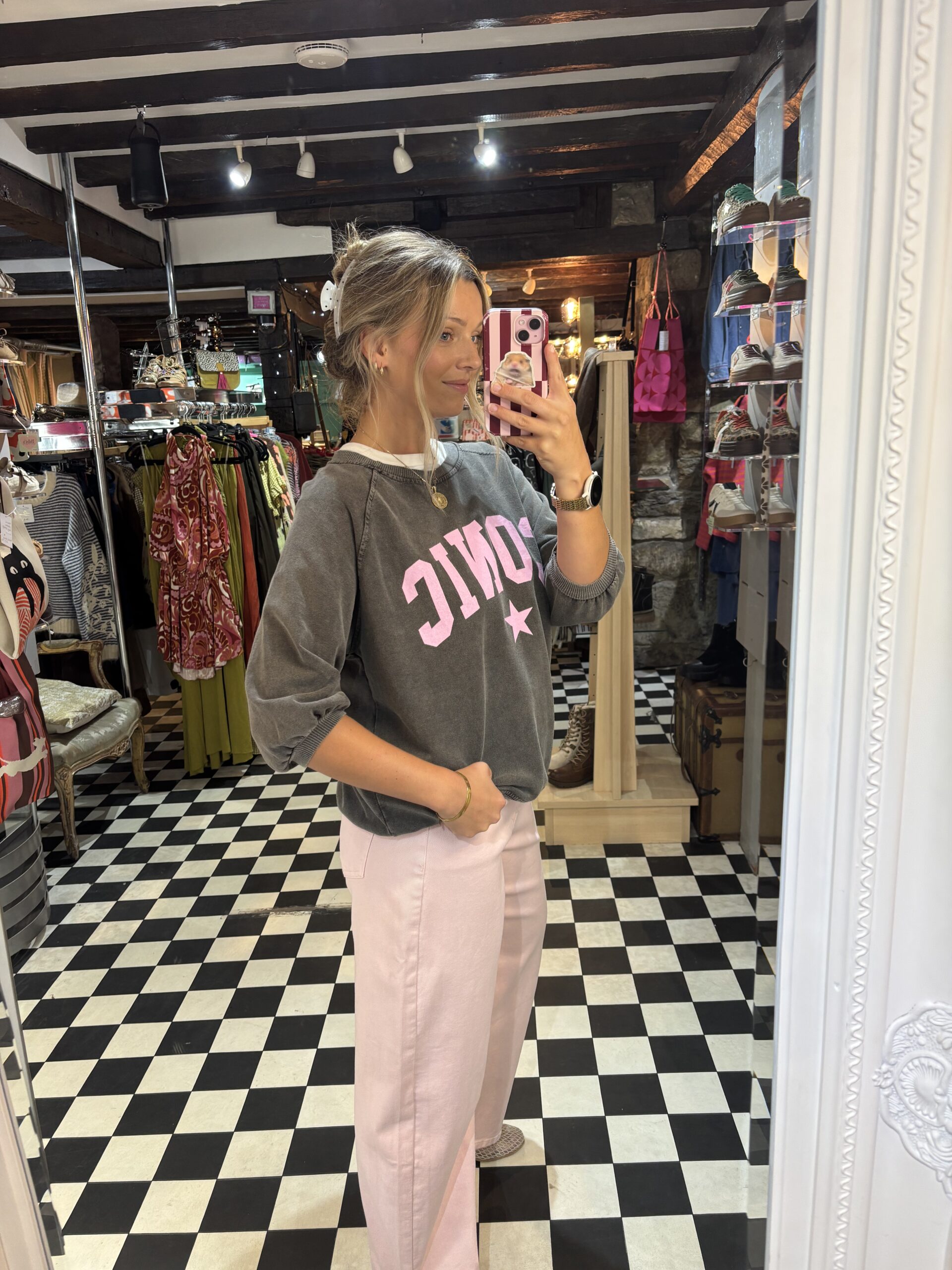 Grey & Pink Iconic jumper