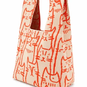 Tokeii Studio Knit Bag - Orange Cats