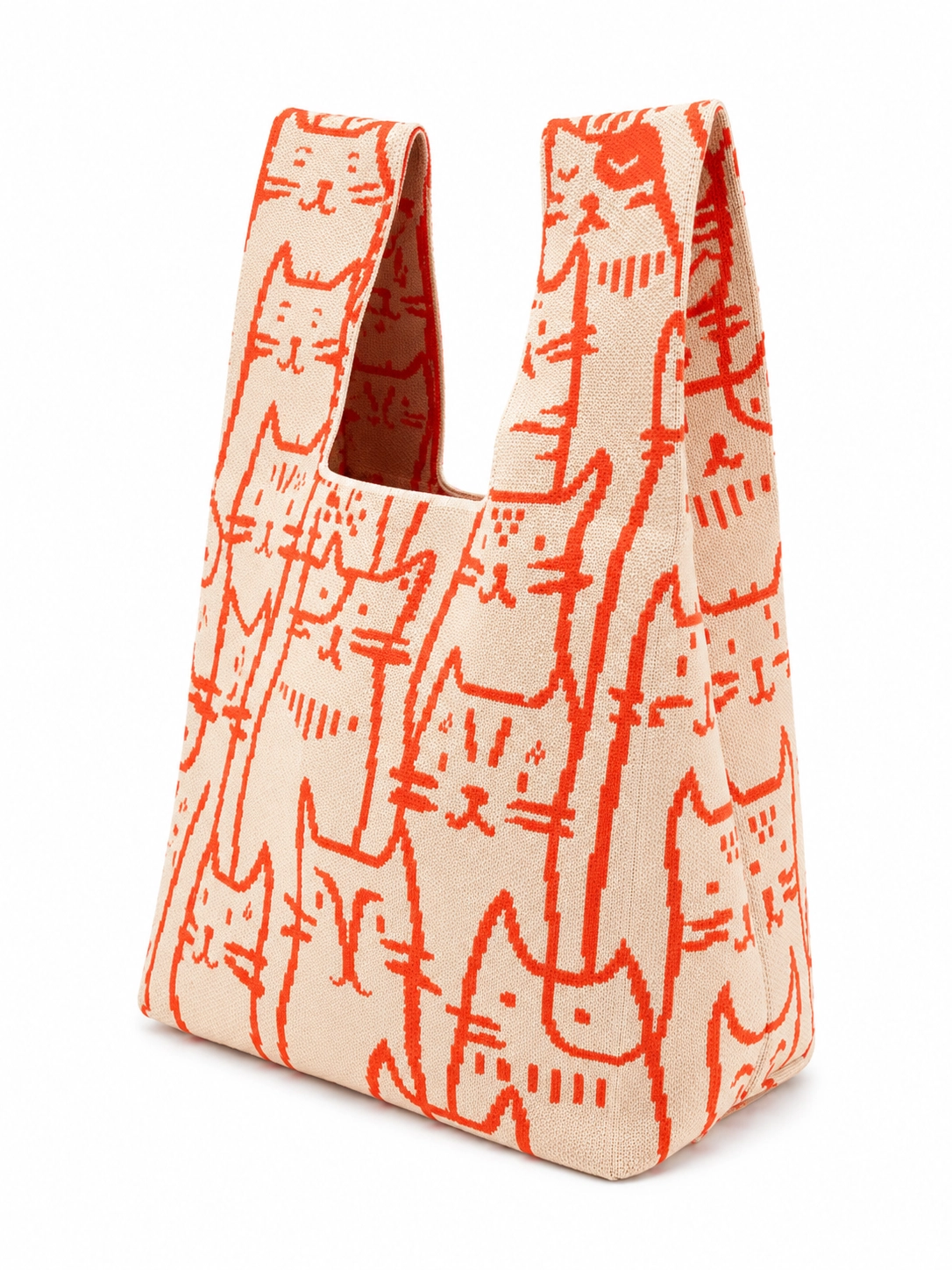 Tokeii Studio Knit Bag - Orange Cats