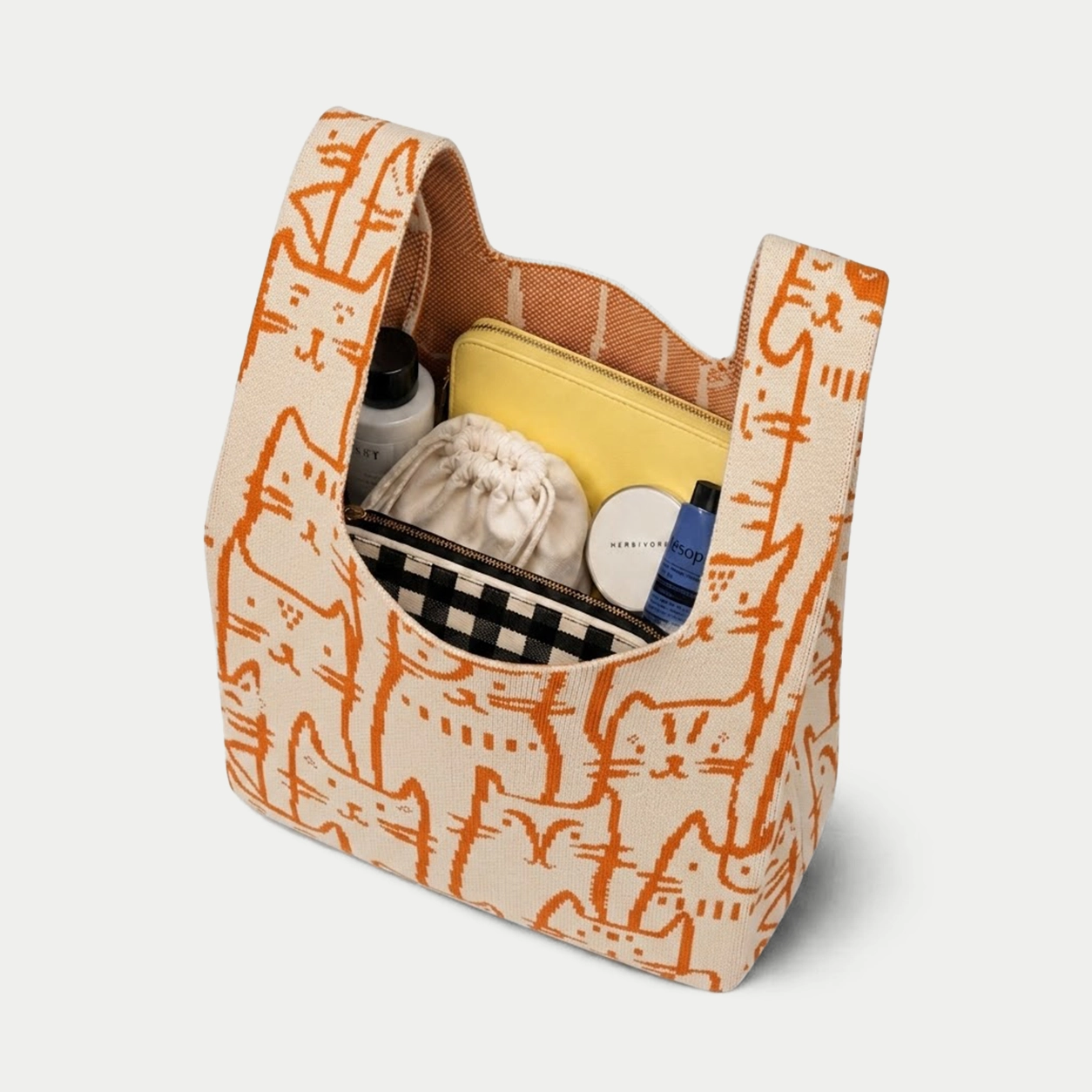 Tokeii Studio Knit Bag - Orange Cats