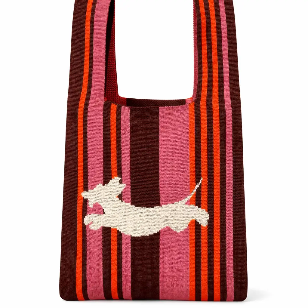Tokeii Studio Knit Bag - Stripe Sausage Dog