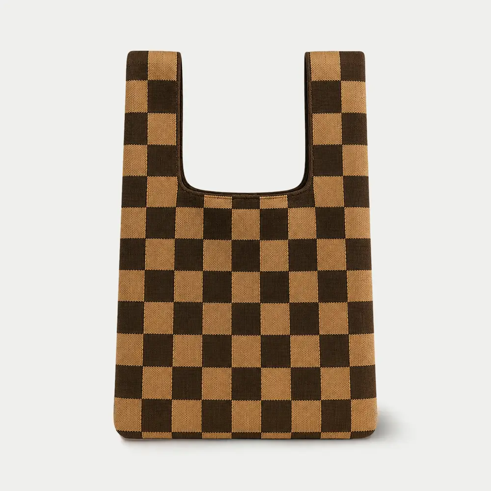 Tokeii Studio Knit Bag - Brown Checkered