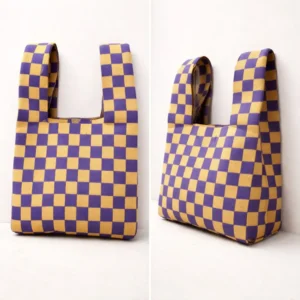 Tokeii Studio Knit Bag – Yellow & Purple Checkered