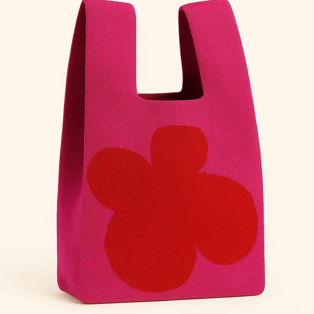 Tokeii Studio Knit Bag - Pink & Red Flower