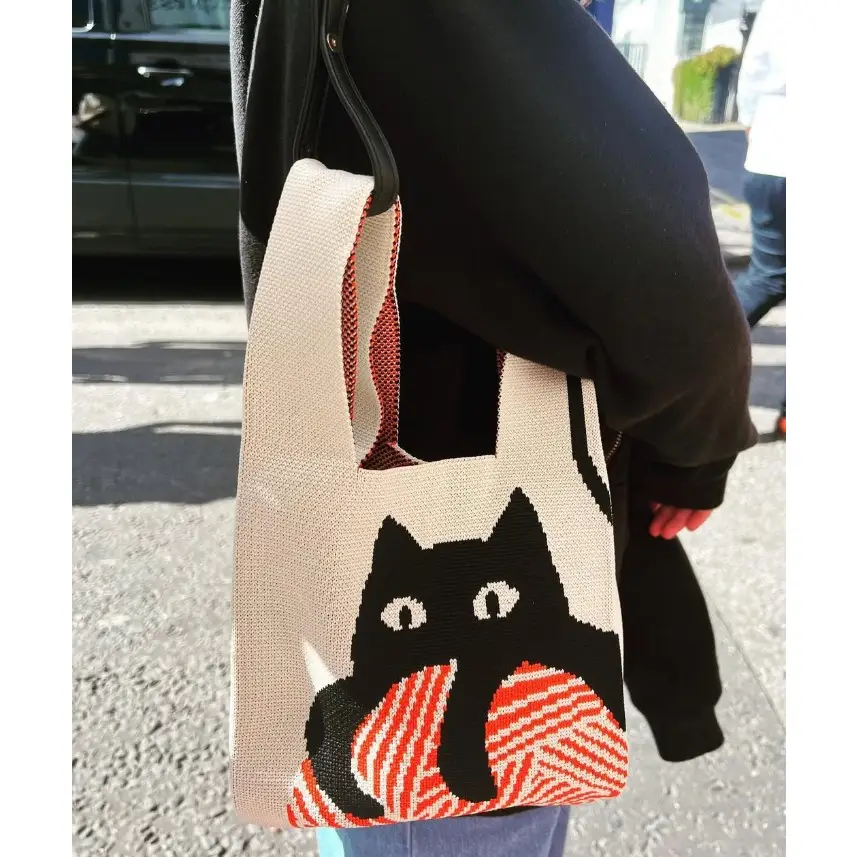 Tokeii Studio Knit Bag - Knitting Cat