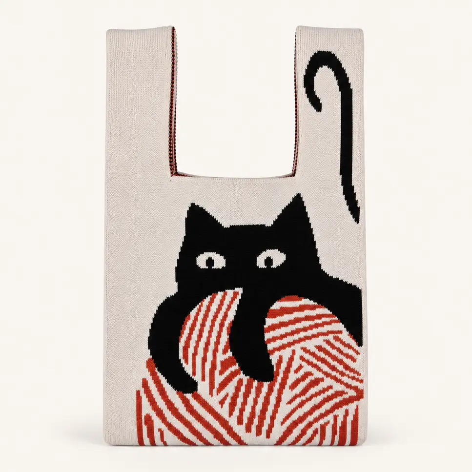 Tokeii Studio Knit Bag - Knitting Cat