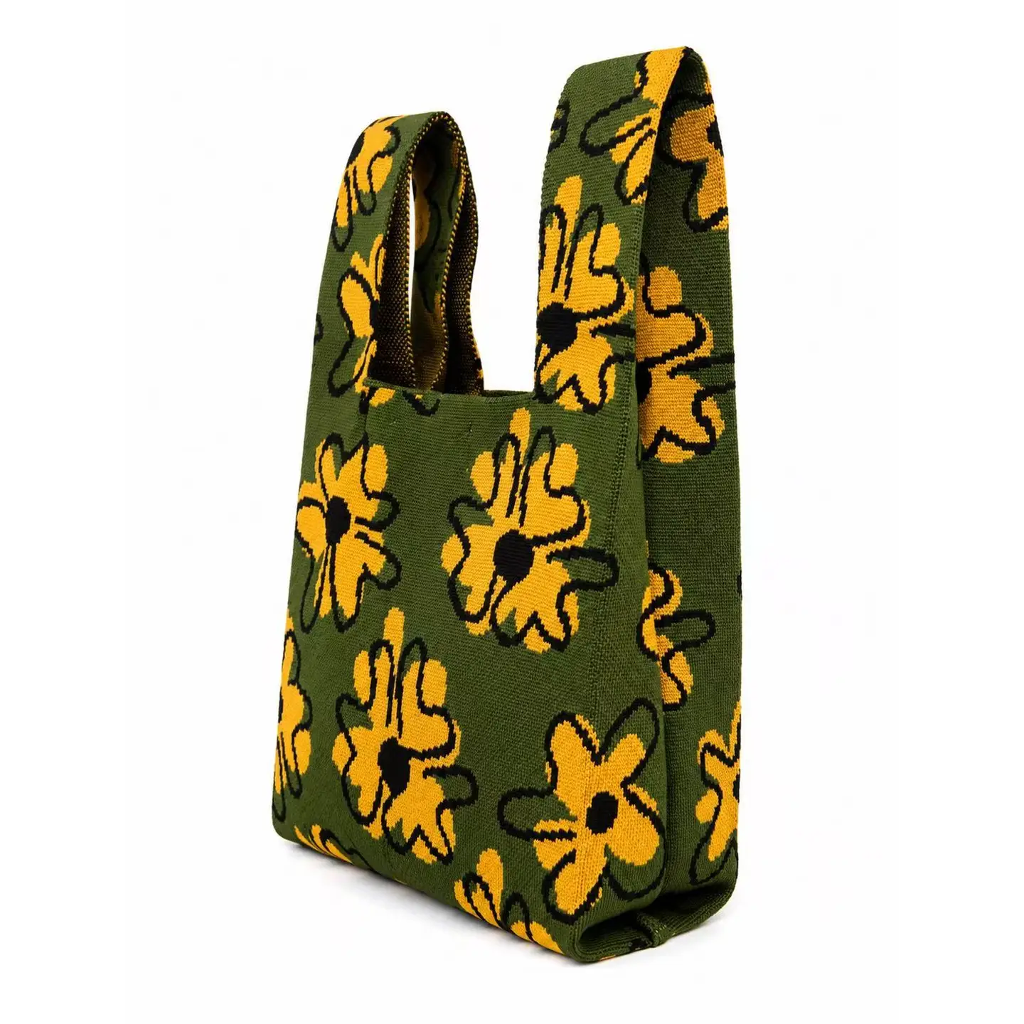 Tokeii Studio Knit Bag - Green and Yellow Flowers