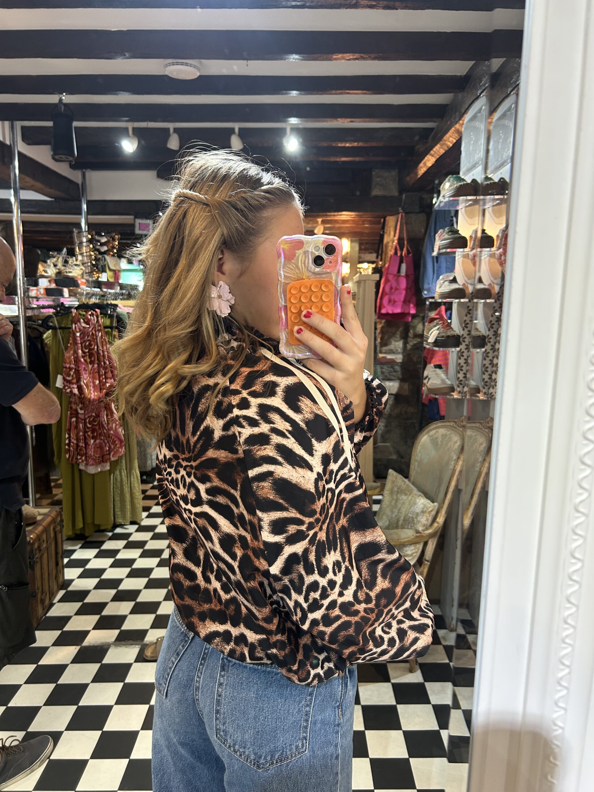 Track Jacket with Stripes in Leopard
