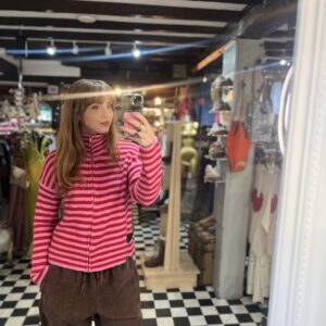 High Neck Stripe Zip Up Jumper in 4 Colours