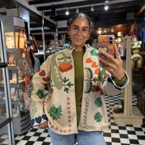 Suede Style Printed Jacket