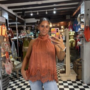 Satin Lace Trim Halter Neck Top in 3 Colours