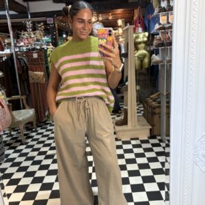 Wide Leg Beige Cord Trousers