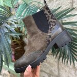 Leopard Trim Boot in Khaki