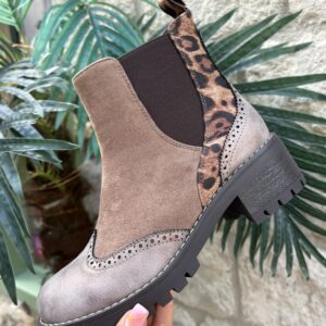 Leopard Trim Boot in Beige