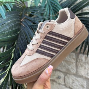 5 Stripe Trainer in Beige