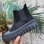 Black Chunky Sole Boot with Chain