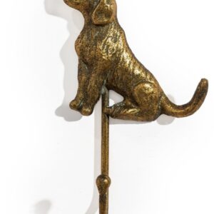 ANTIQUE GOLD SITTING DOG COAT HOOK