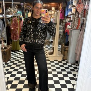 Leopard and Stud Detail Jeans