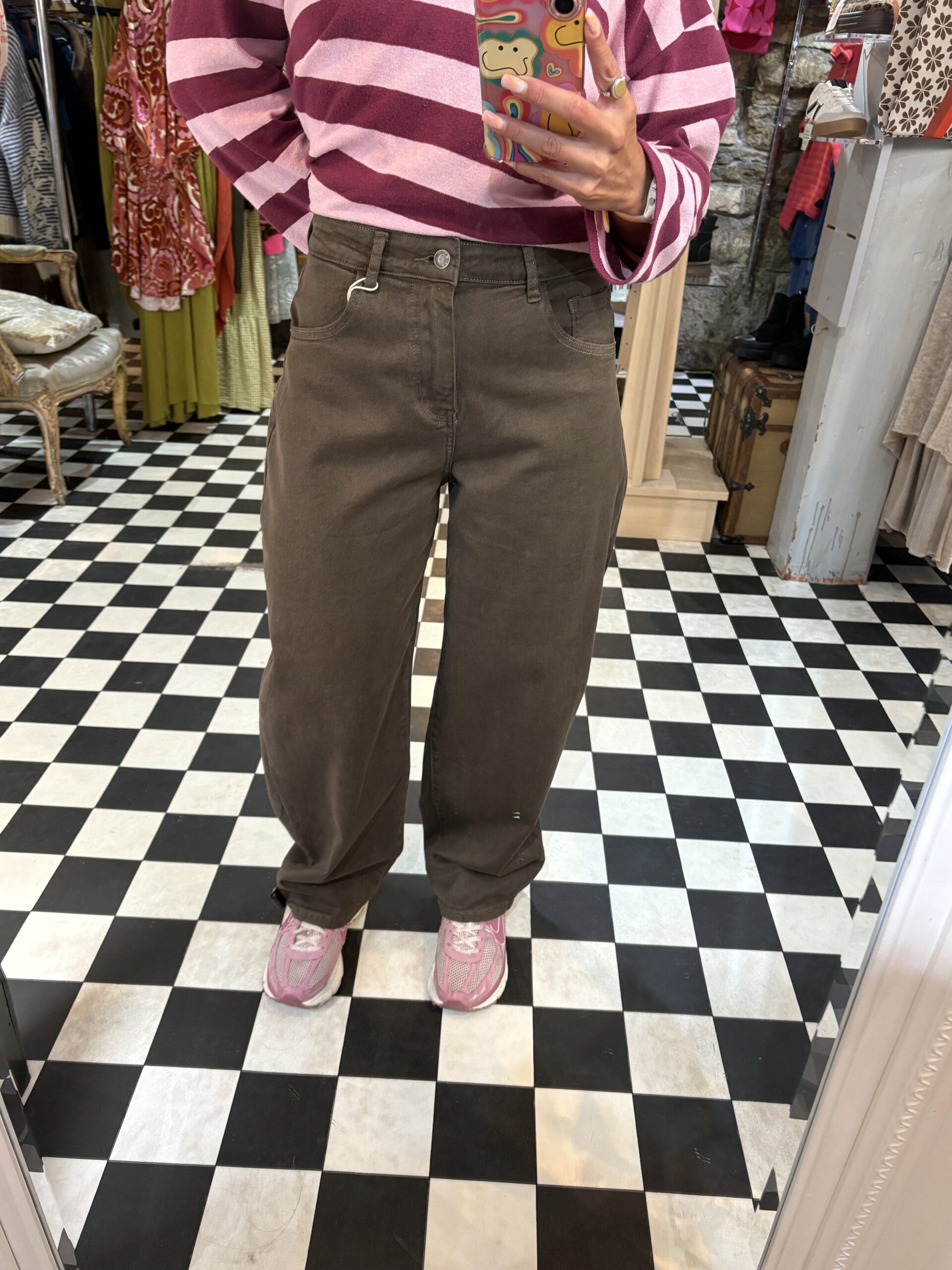 Sarah John Brown Barrel Jeans