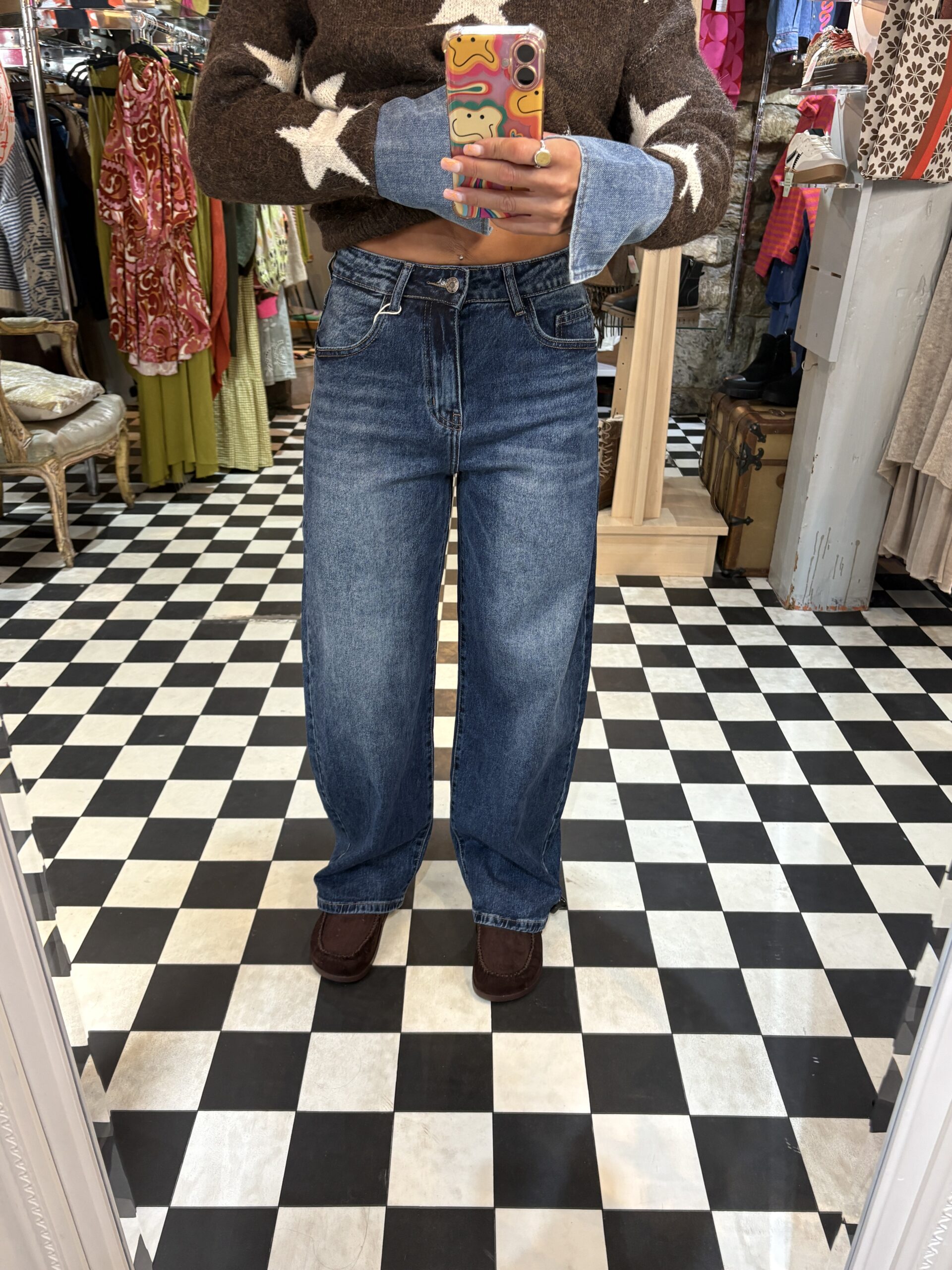 Sarah John Stonewash Denim Barrel Jeans